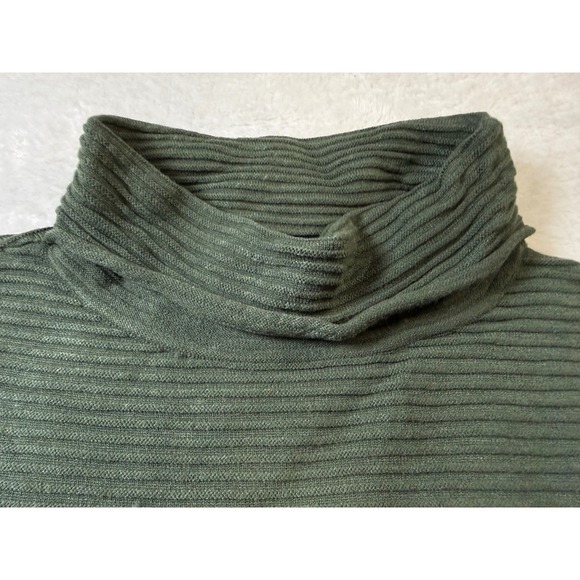 Womens Green Textured Turtleneck Sweater Long Sleeve Size L - Picture 2 of 8